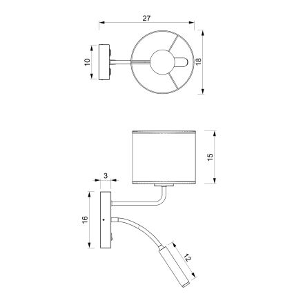 Seinavalgusti LOFT SHADE 1xE27/60W+1xG9/8W/230V must
