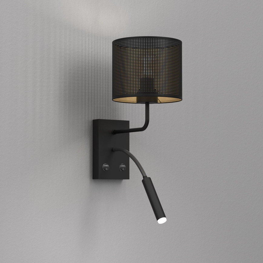 Seinavalgusti LOFT SHADE 1xE27/60W+1xG9/8W/230V must/kuldne