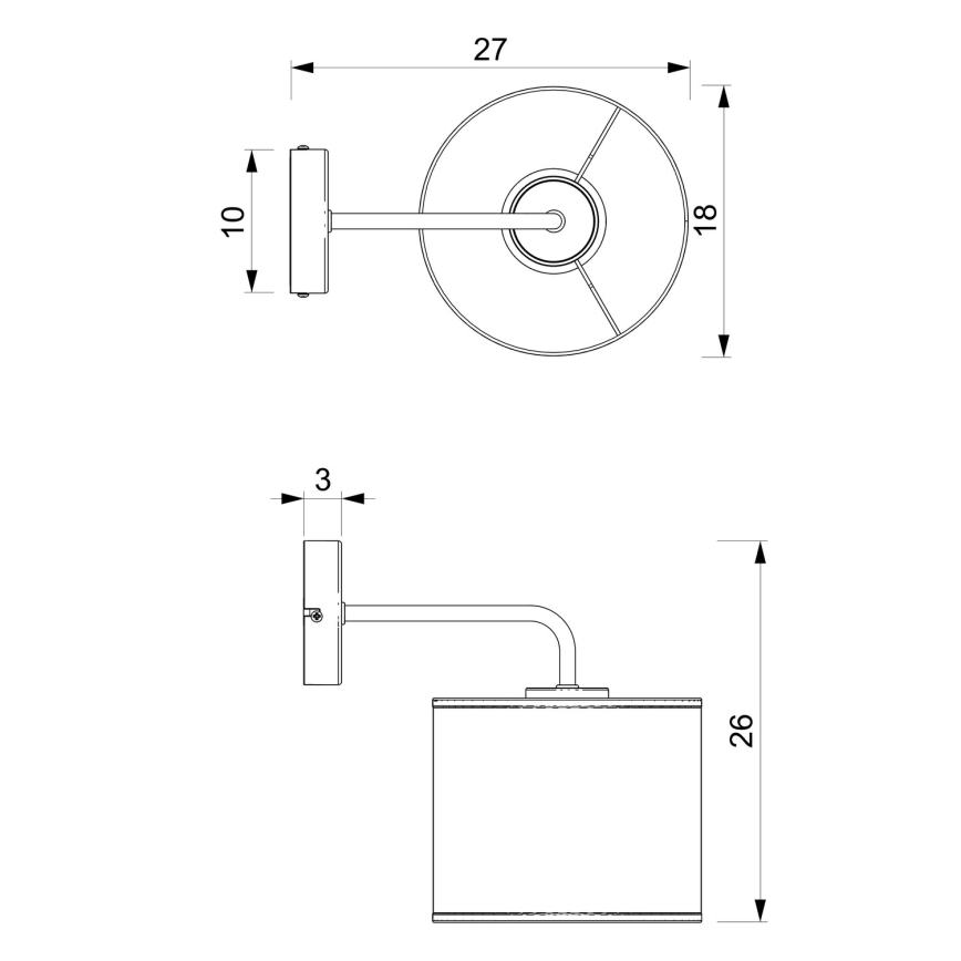 Seinavalgusti LOFT SHADE 1xE27/60W/230V must