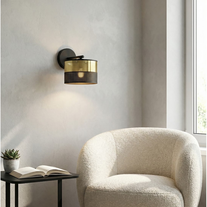Seinavalgusti LUX 1xE27/15W/230V, must/kuldne