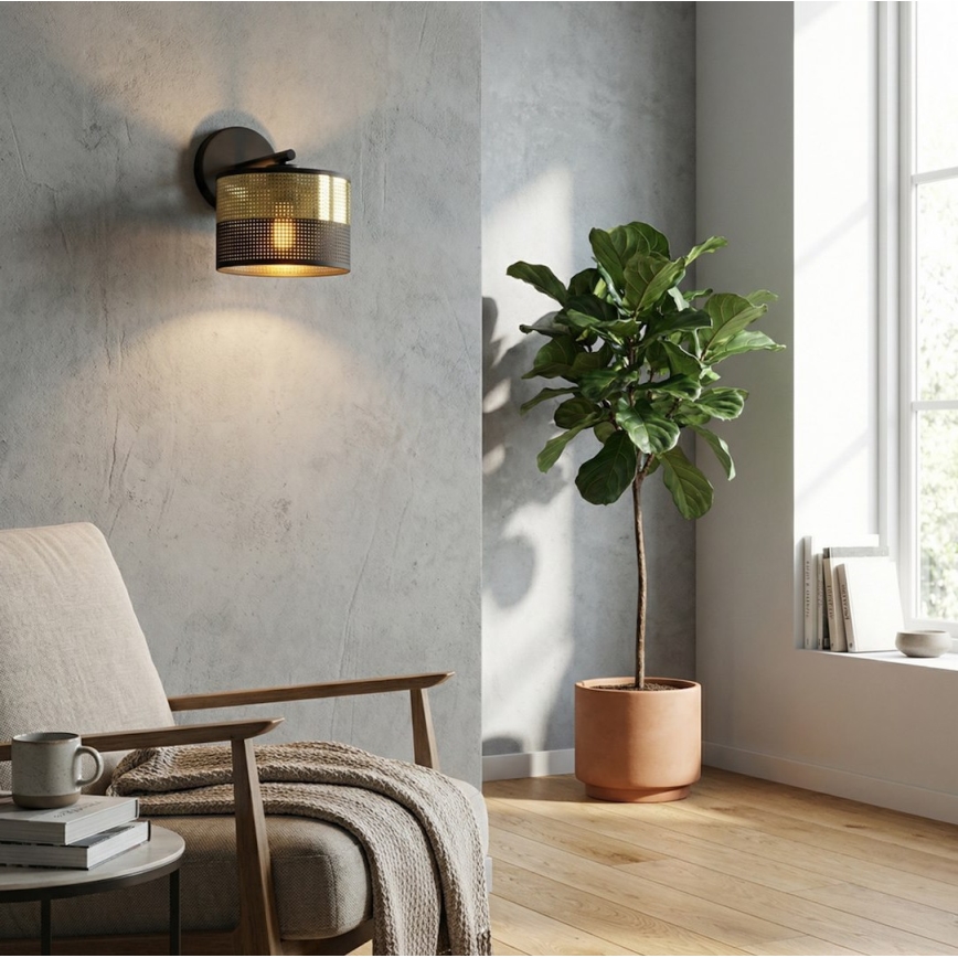 Seinavalgusti LUX 1xE27/15W/230V, must/kuldne