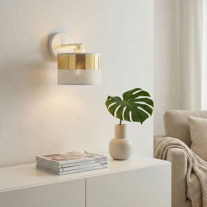 Seinavalgusti LUX 1xE27/15W/230V valge/kuldne