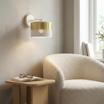 Seinavalgusti LUX 1xE27/15W/230V valge/kuldne