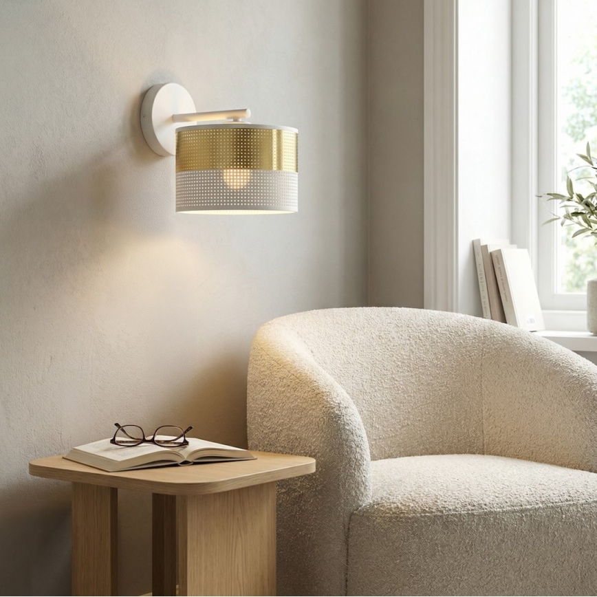 Seinavalgusti LUX 1xE27/15W/230V valge/kuldne