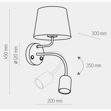 Seinavalgusti MAJA 1xE27/15W/230V + 1xGU10/10W/230V must