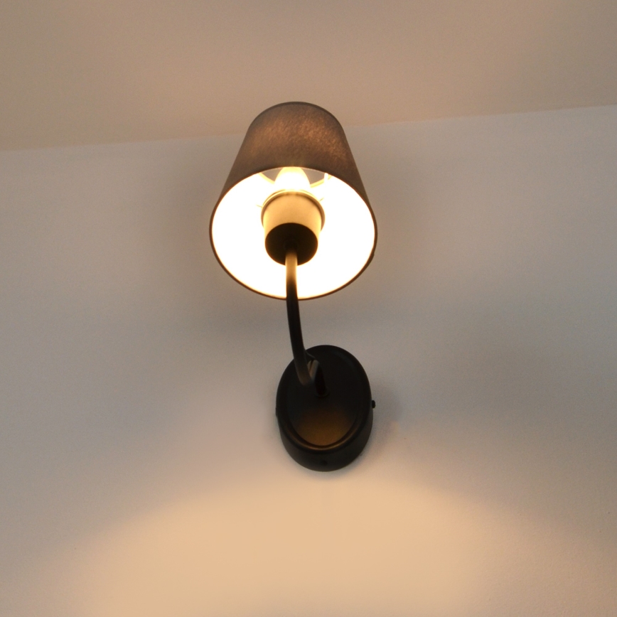 Seinavalgusti MALBO 1xE27/15W/230V hall/must