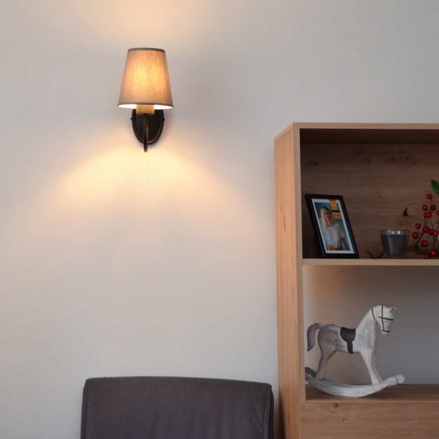 Seinavalgusti MALBO 1xE27/15W/230V hall/must