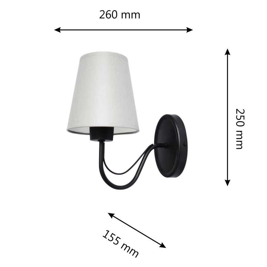 Seinavalgusti MALBO 1xE27/15W/230V hall/must