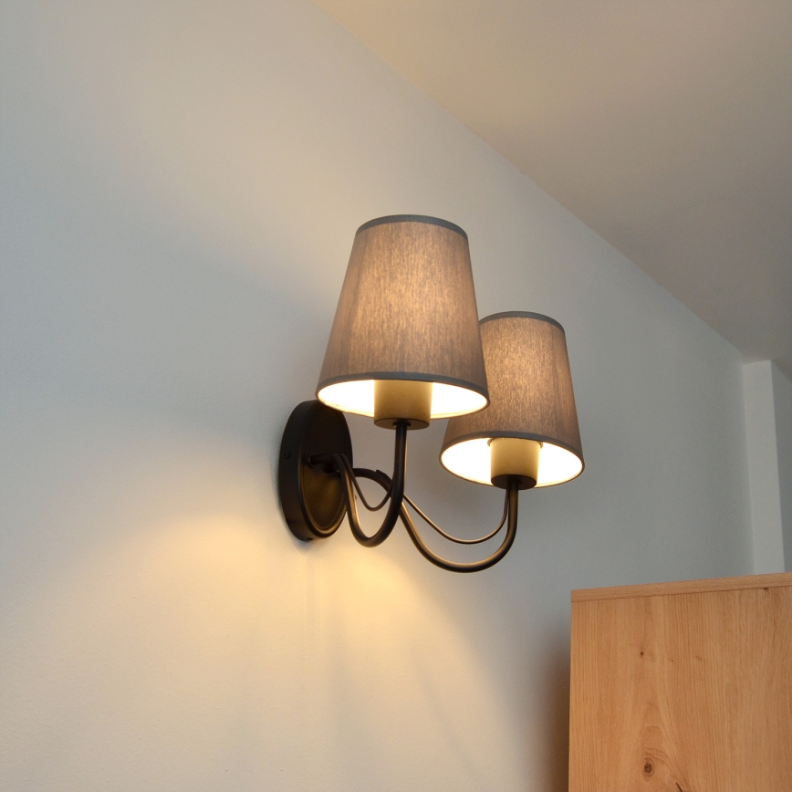 Seinavalgusti MALBO 2xE27/15W/230V hall/must