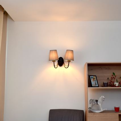 Seinavalgusti MALBO 2xE27/15W/230V hall/must
