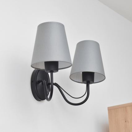 Seinavalgusti MALBO 2xE27/15W/230V hall/must