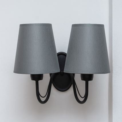 Seinavalgusti MALBO 2xE27/15W/230V hall/must