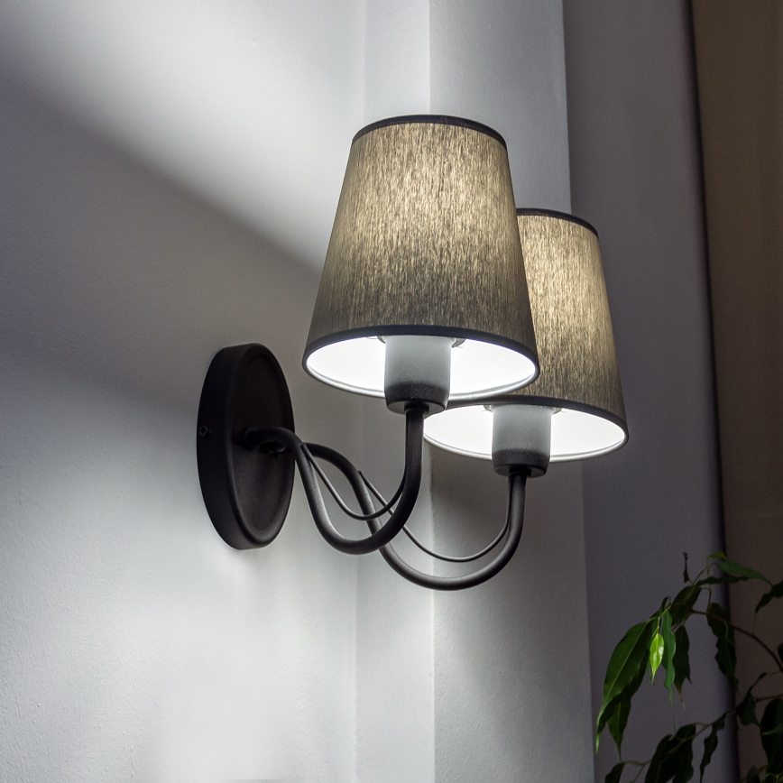 Seinavalgusti MALBO 2xE27/15W/230V hall/must