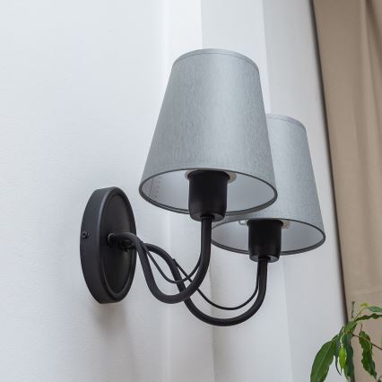 Seinavalgusti MALBO 2xE27/15W/230V hall/must