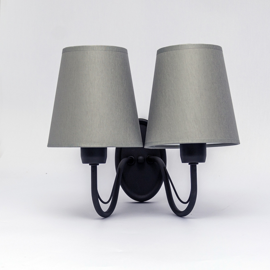 Seinavalgusti MALBO 2xE27/15W/230V hall/must