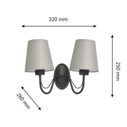 Seinavalgusti MALBO 2xE27/15W/230V hall/must