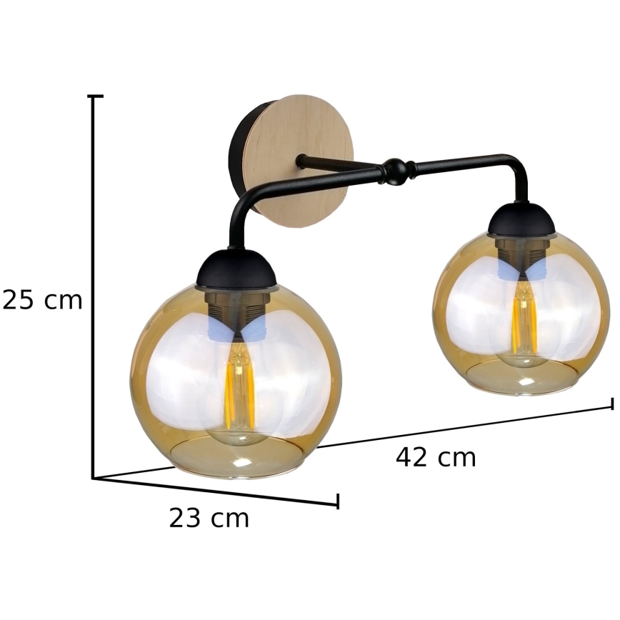 Seinavalgusti MELLE WOOD 2xE27/60W/230V