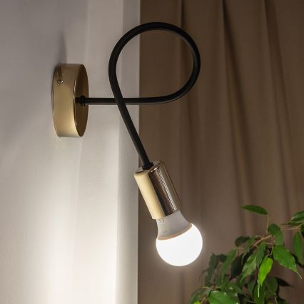 Seinavalgusti OXFORD 1xE27/15W/230V kuldne/must