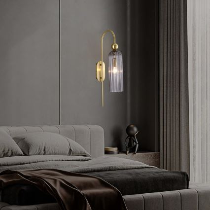 Seinavalgusti PIEGA 1xE14/40W/230V messing/suitsune must