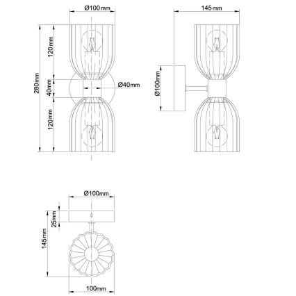 Seinavalgusti PIEGA 2xE14/10W/230V messing/suitsune must