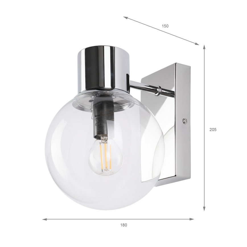 Seinavalgusti SFERIO 1xE14/5W/230V läikiv kroom/selge klaas