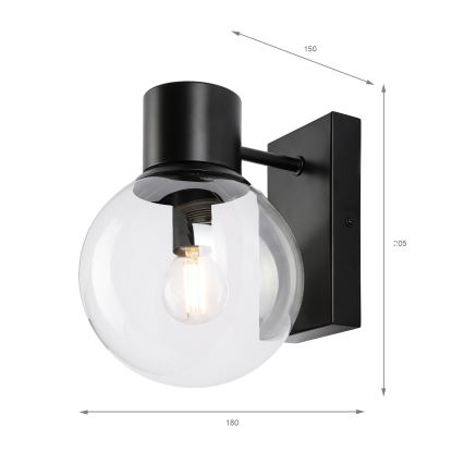 Seinavalgusti SFERIO 1xE14/5W/230V must/läbipaistev