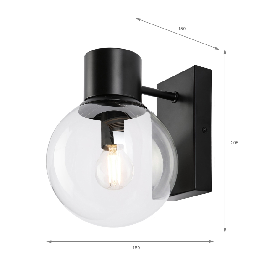 Seinavalgusti SFERIO 1xE14/5W/230V must/läbipaistev