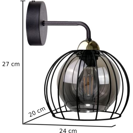 Seinavalgusti SOLO BLACK 1xE27/60W/230V must/kuldne