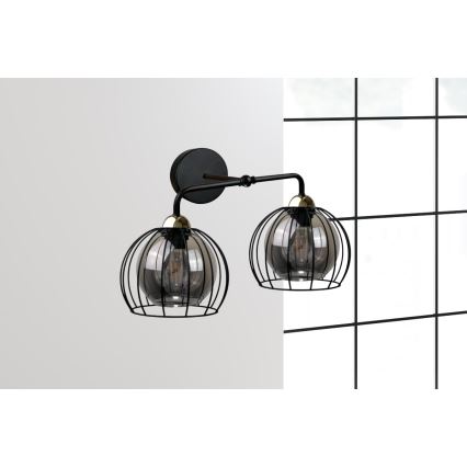 Seinavalgusti SOLO BLACK 2xE27/60W/230V must/kuldne