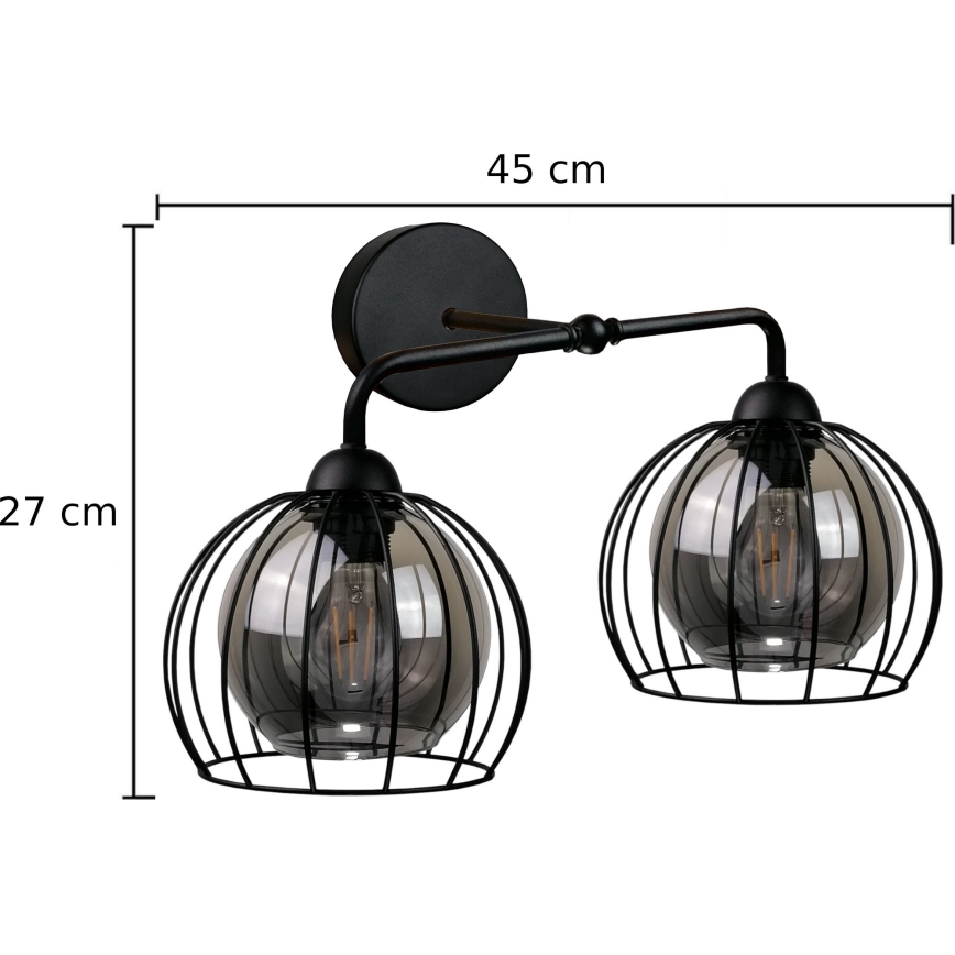 Seinavalgusti SOLO BLACK 2xE27/60W/230V must/kuldne