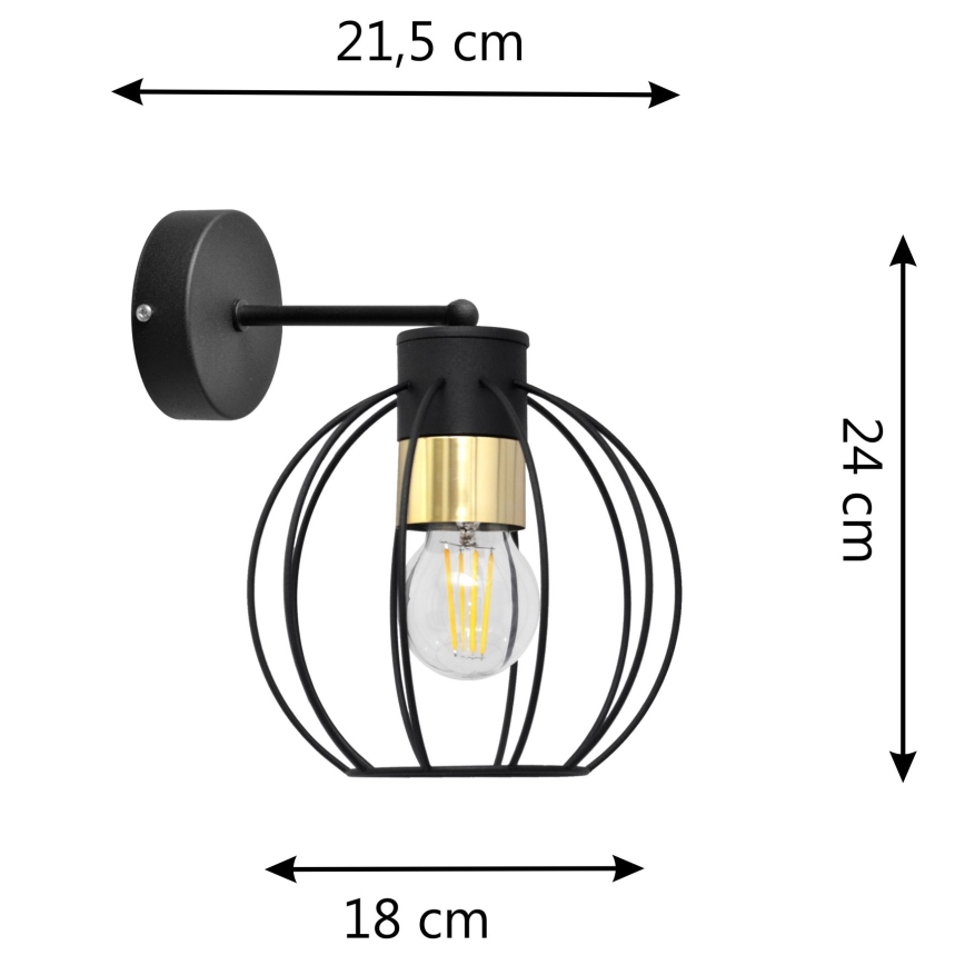 Seinavalgusti STARLIGHT 1xE27/15W/230V must/kuldne