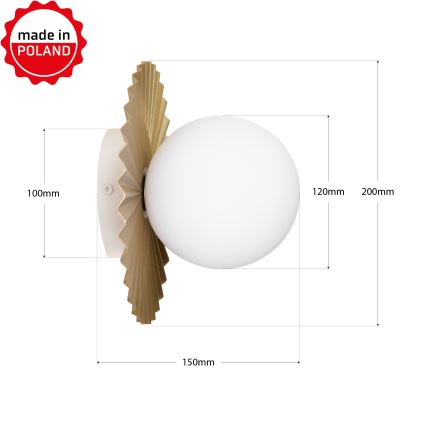Seinavalgusti SUNPLISS 1xG9/10W/230V, läbimõõt 20 cm, kuldne/kreemjas