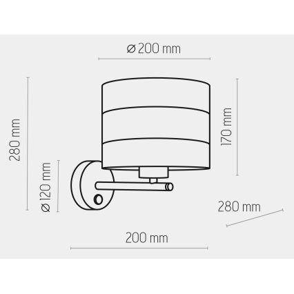 Seinavalgusti TAGO 1xE27/15W/230V must/kuldne