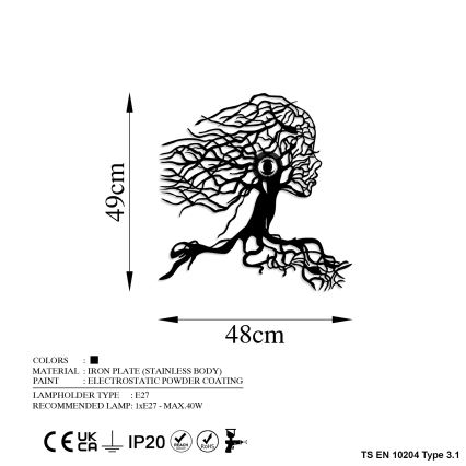 Seinavalgusti TREE WOMAN 1xE27/40W/230V must
