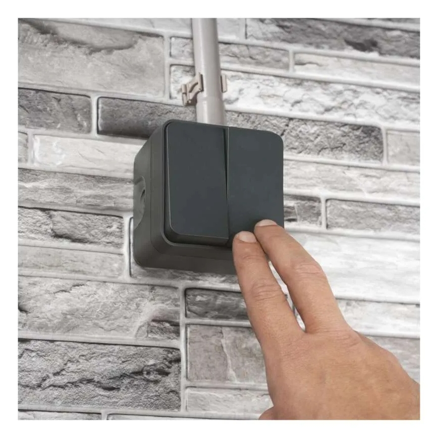 Seinlüliti, 2-nupuline, vahelduv, nr. 6+6, IP55, antratsiit