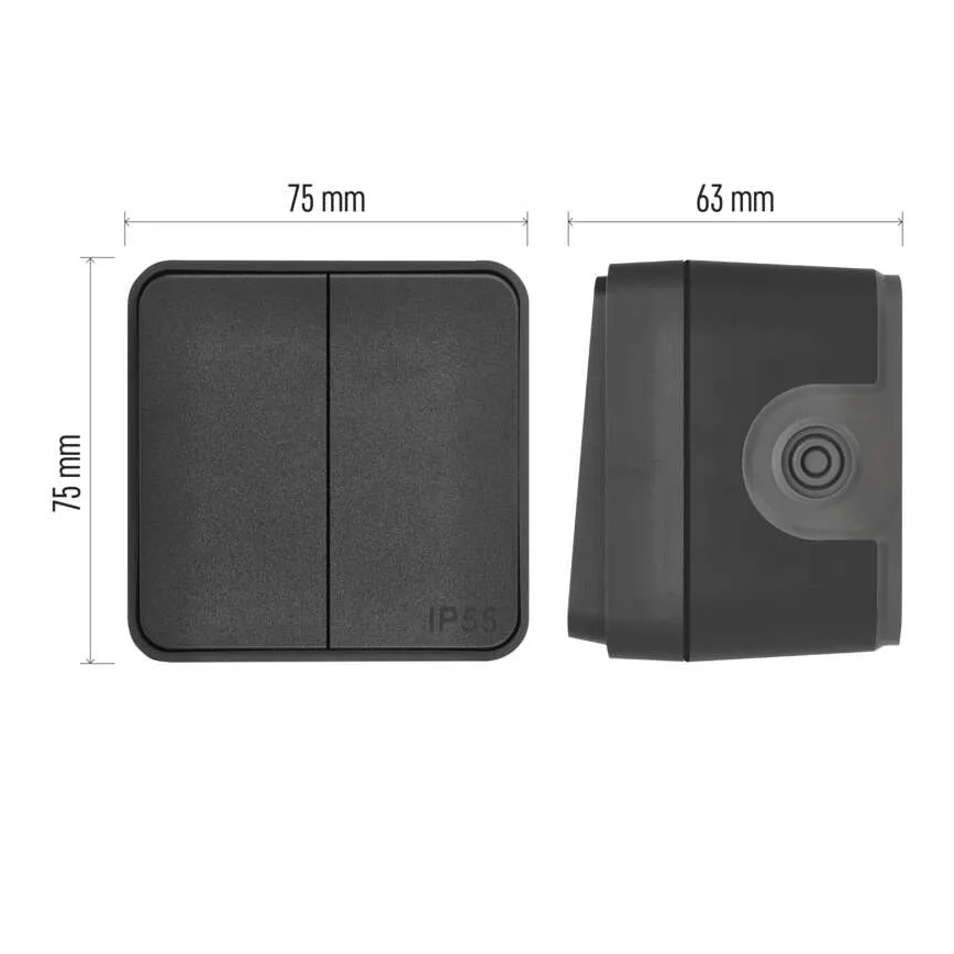 Seinlüliti, 2-nupuline, vahelduv, nr. 6+6, IP55, antratsiit