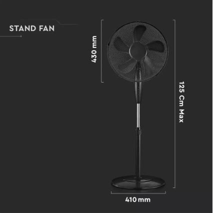 Seisev ventilaator, Ø 43 cm, 55 W / 230 V, must