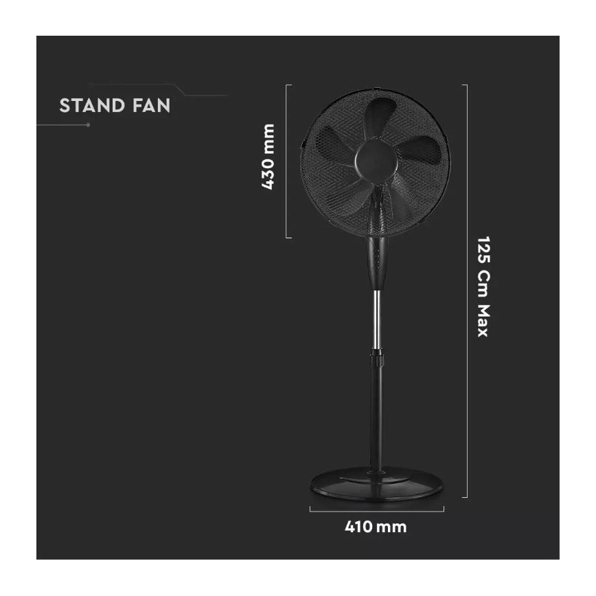 Seisev ventilaator, Ø 43 cm, 55 W / 230 V, must