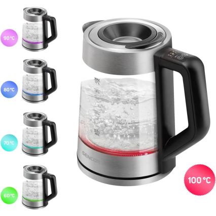 Sencor - 1,7 l temperatuuri reguleeriv veekeetja 2200W/230V mati kroom/must