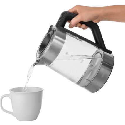 Sencor - 1,7 l temperatuuri reguleeriv veekeetja 2200W/230V mati kroom/must