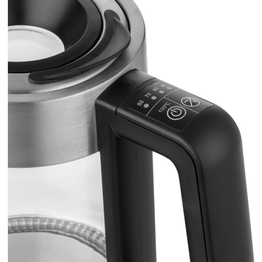 Sencor - 1,7 l temperatuuri reguleeriv veekeetja 2200W/230V mati kroom/must