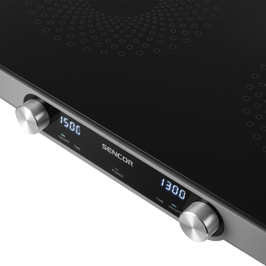 Sencor - 2-põletiga klaaskeraamiline pliit LCD ekraaniga 3500W/230V