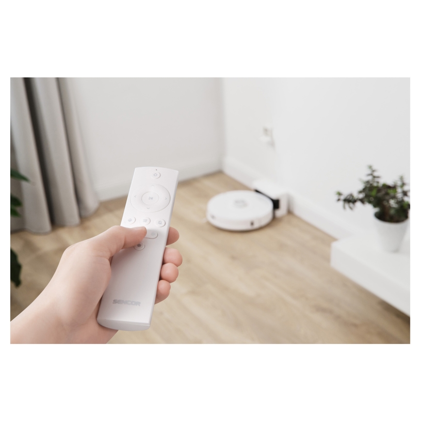 Sencor - 2‑ühes robottolmuimeja mopifunktsiooniga, 50 W / 5000 mAh, Wi‑Fi, valge + kaugjuhtimispult