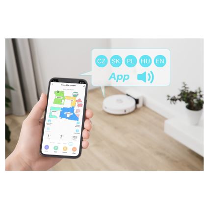 Sencor - 2‑ühes robottolmuimeja mopifunktsiooniga, 50 W / 5000 mAh, Wi‑Fi, valge + kaugjuhtimispult