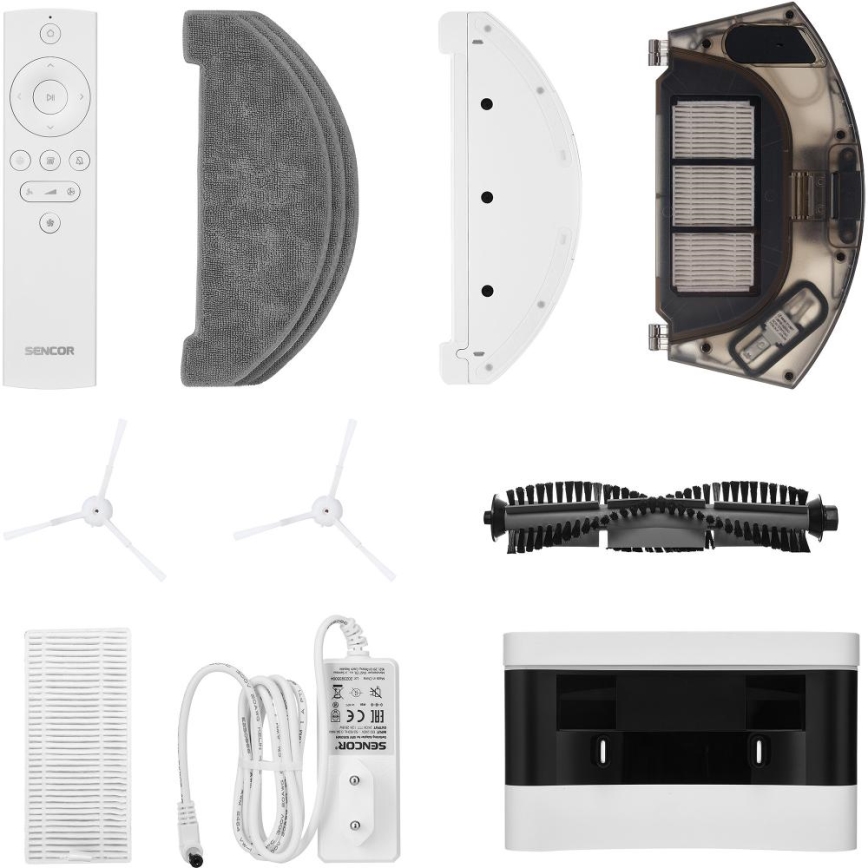 Sencor - 2‑ühes robottolmuimeja mopifunktsiooniga, 50 W / 5000 mAh, Wi‑Fi, valge + kaugjuhtimispult