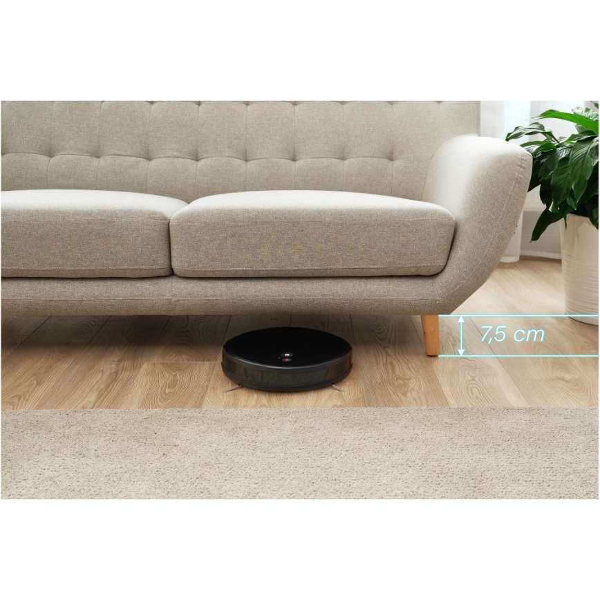 Sencor - Robottolmuimeja mopiga 2-ühes 16W/2600 mAh Wi-Fi must + kaugjuhtimispult
