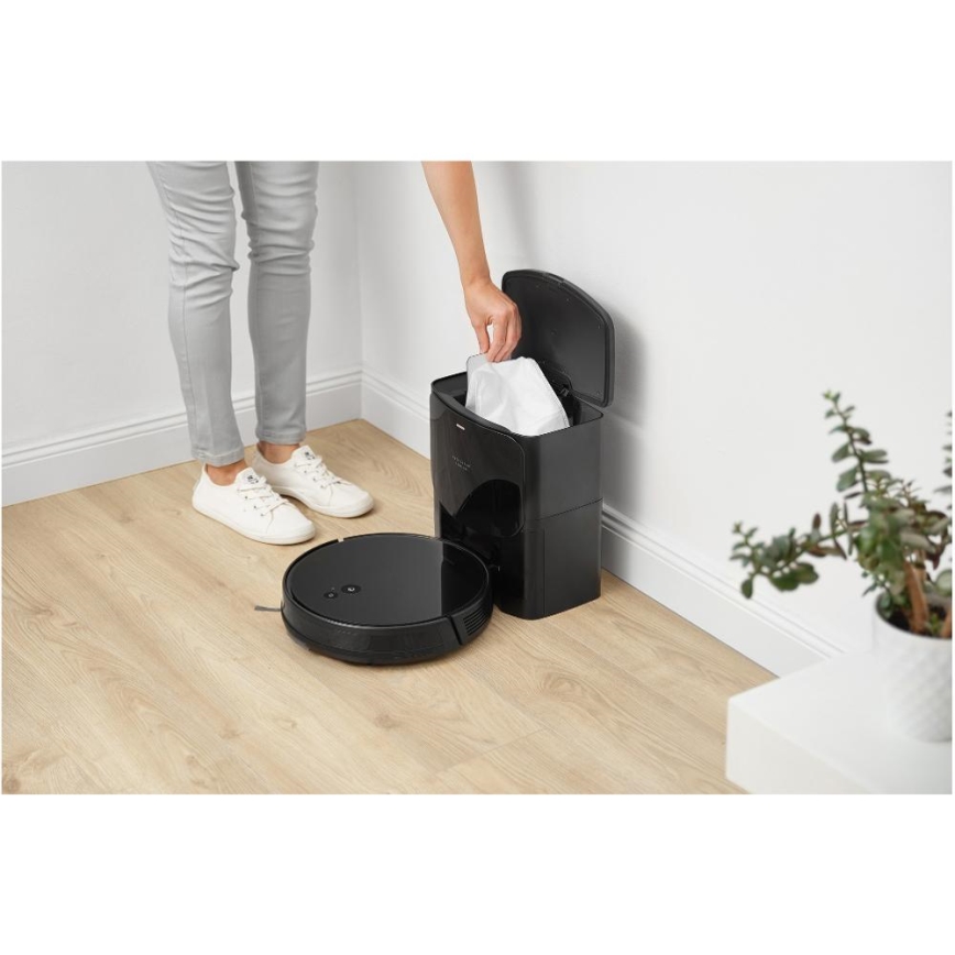 Sencor - Robottolmuimeja mopiga 2-ühes 16W/2600 mAh Wi-Fi must + kaugjuhtimispult