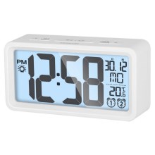 Sencor - Äratuskell koos LCD ekraani ja termomeetriga 2xAAA valge