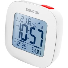 Sencor - Äratuskell LCD ekraani ja termomeetriga 2xAAA valge