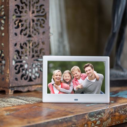 Sencor - Digitaalne fotoraam 7 kõlariga 230V valge + kaugjuhtimispult